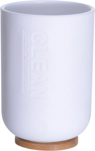 Vaso de baño con base de bambú 300 ml, blanco