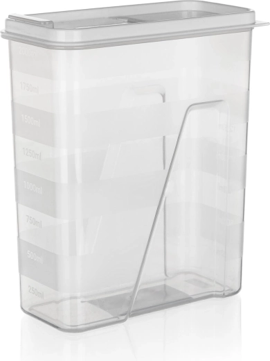 Bote para alimentos a granel de 2 l con tapa dosificadora, transparente/blanco