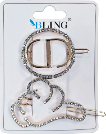 Pasadores para el pelo BLING – dorados, set de 2 uds., tipo IV