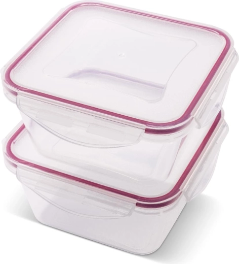 Juego Lamart Clip de recipientes cuadrados para alimentos 2 × 600 ml