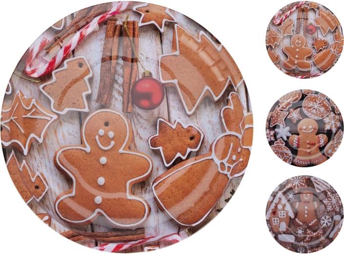 Plato navideño de metal 26 cm – mix de decoraciones