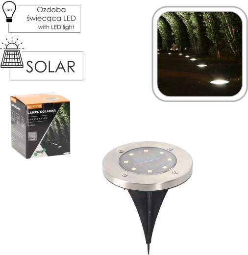 Juego de 4 luces solares de jardín empotradas, plateado, 11,5 × 11,5 × 2,3 cm