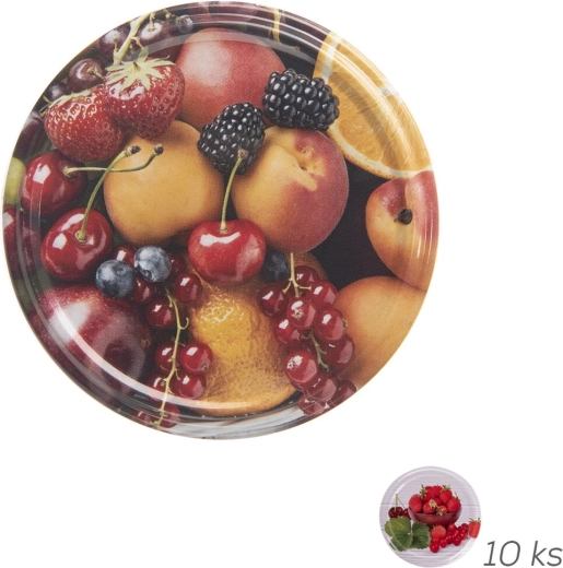 Tapas metálicas para conservas Orion TO 66 con motivo de frutas - 10 uds.
