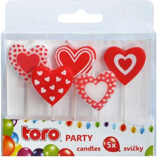 Velas para tarta para clavar TORO corazón, 5 uds
