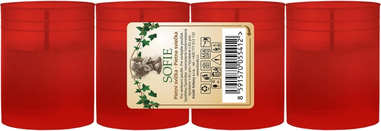 Recambio para vela de cementerio roja 6 cm, parafina, 4×15 h, 4 uds