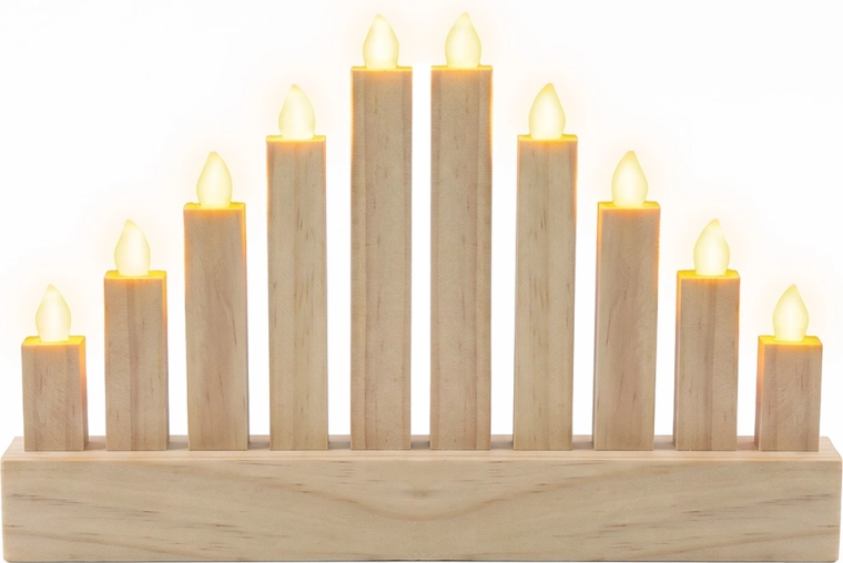 Candelabro LED de madera Solight con 10 luces