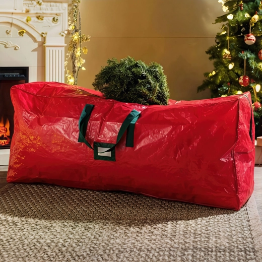 Bolsa de almacenamiento para árbol de Navidad artificial de PVC tejido, roja, 165 × 38 × 76 cm