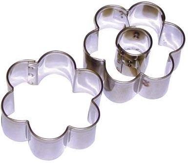 Cortadores de galletas de acero inoxidable Flor con centro 5 cm, set de 2 piezas