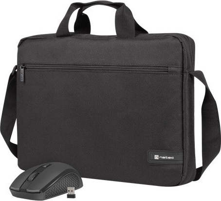 Bolsa para portátil 15,6″ NATEC Wallaroo 2 con ratón inalámbrico, negra