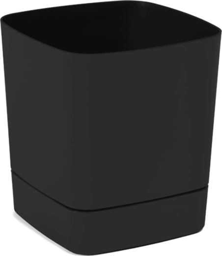 Macetero con plato Clima 16 × 16 cm, negro, mate