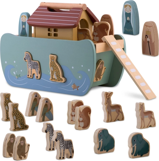 Arca de Noé de madera con animales Nukido