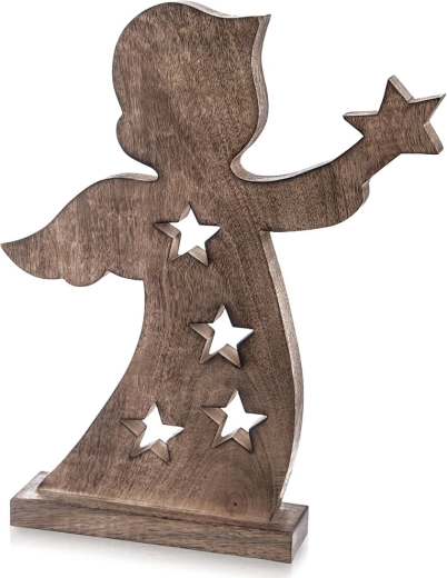 Figura de ángel de madera de mango 43 cm