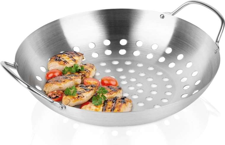 Cesta para parrilla perforada de acero inoxidable Vilde 28 cm