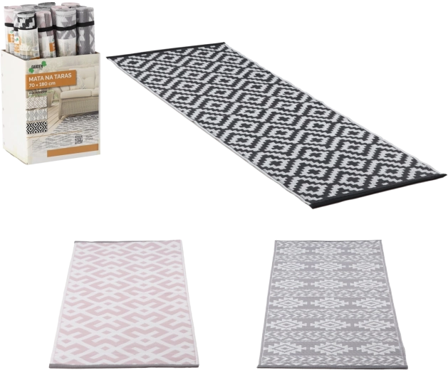 Alfombra pasillera de exterior para terraza 70 × 180 cm, mix de diseños