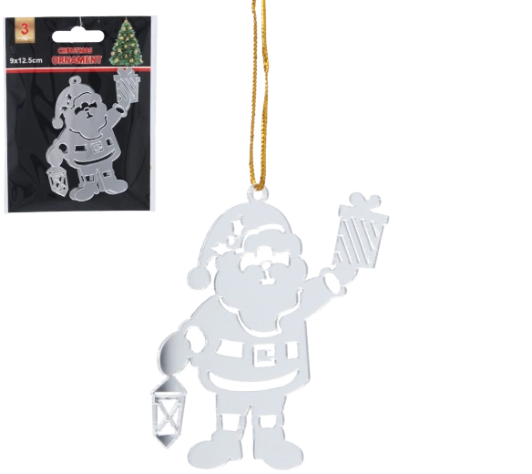 Juego de adornos navideños plateados de San Nicolás, 3 uds.