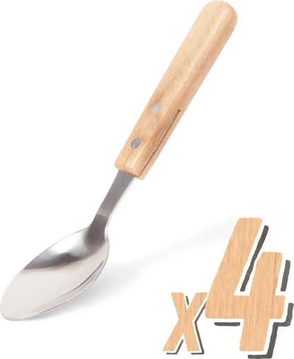 Cucharas para barbacoa con mango de madera – juego de 4 unidades