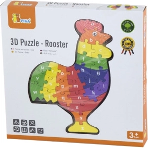Puzzle 3D de madera: Gallo con el abecedario