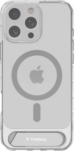 Funda magnética transparente TORRAS Pstand con soporte (kickstand) para iPhone 16 Pro Max