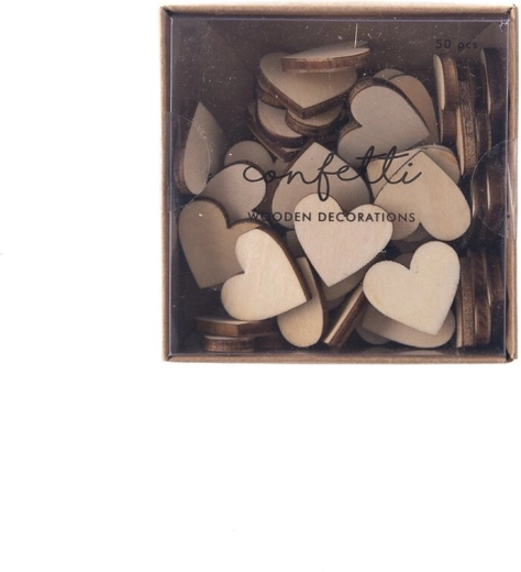 Confeti de madera con forma de corazón beige 50 uds