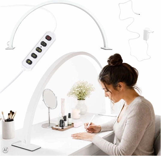 Lámpara de mesa LED cosmética sin sombras para manicura en arco blanca