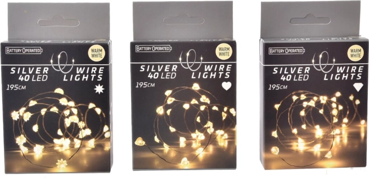Cadena de luces LED amarilla 40 LED (3 variantes)