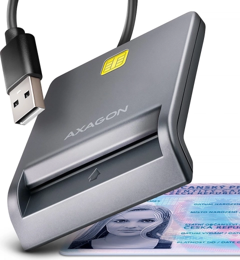AXAGON lector de tarjetas con chip e ID USB con cable de 1,3 m