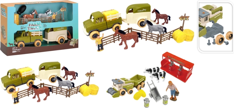 Coche de granjero con remolque y animales 26 cm