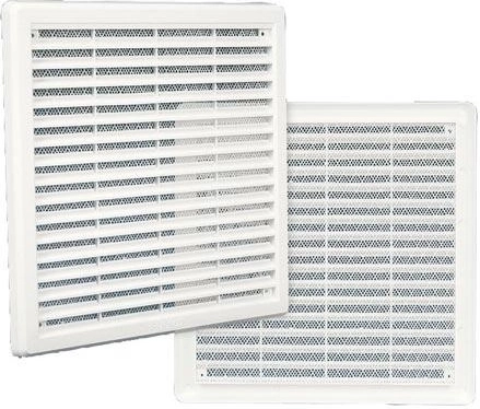 Rejilla de ventilación con malla, blanca 150 × 150 mm