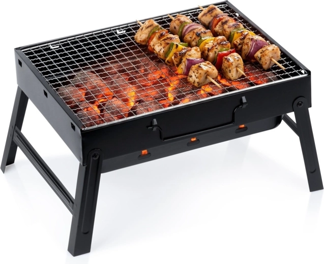 Parrilla portátil plegable de carbón Vilde en forma de maletín 40 × 27,5 × 20 cm