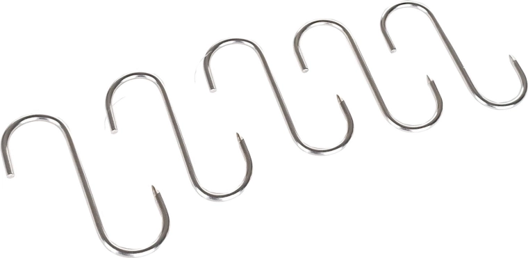 Ganchos para ahumadero AKCENT de acero inoxidable 10 × 6,2 cm, diámetro 4,5 mm (5 uds.)