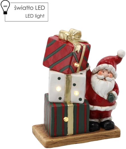 Figura navideña – Santa con regalos con iluminación LED 29,5 × 15 × 36 cm