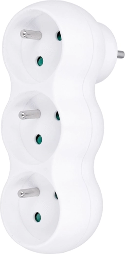 Ladrón Solight con soporte ajustable, 3 tomas, blanco - 1 unidad