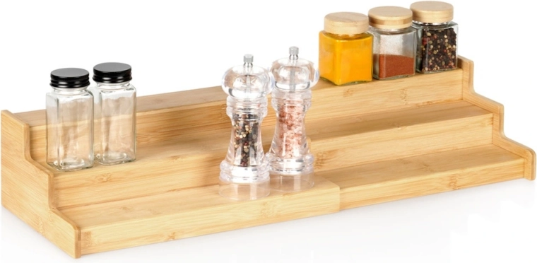 Estante de cocina de bambú Vilde de 3 niveles, extensible