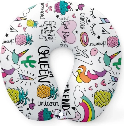 Almohada de viaje en forma de croissant Unicornio - 1 unidad