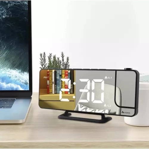 4 en 1: reloj, despertador, espejo y proyector