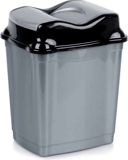Papelera de plástico con tapa basculante 9 l, gris