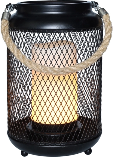 Farolillo metálico Solight con vela LED, blanco cálido, negro, 20 cm