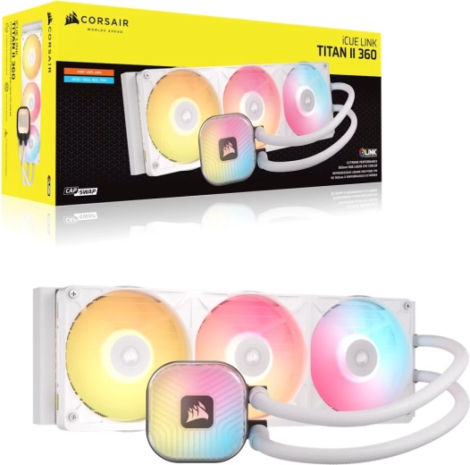 Refrigeración líquida para procesador Corsair iCUE LINK TITAN II 360 RX RGB blanca