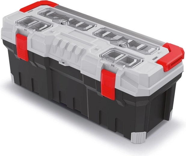 Maletín de herramientas de plástico TITAN PLUS con asa metálica, 752 × 300 × 304 mm, gris