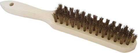 Cepillo de alambre manual con 4 filas, alambre de acero latonado, mango de madera