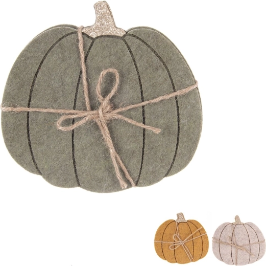 Set de 4 posavasos con forma de calabaza de poliéster