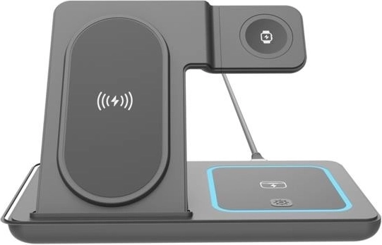 Cargador inalámbrico 3 en 1 15 W para Apple iPhone, Watch y AirPods – negro