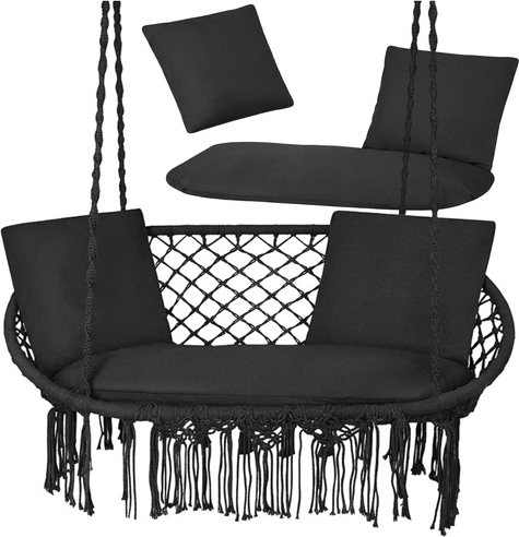 Cojines para sillón colgante doble de jardín tipo nido de cigüeña GARDLOV – negros