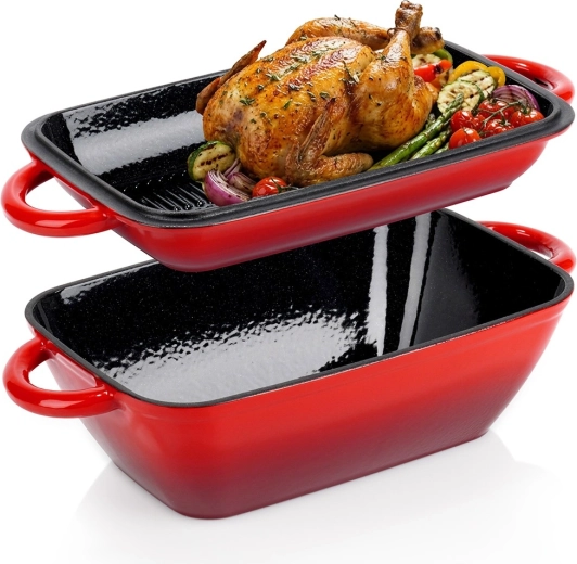 Juego de asador de hierro fundido esmaltado 2 en 1 con tapa CAST ENAMEL 3,5 / 1,5 l