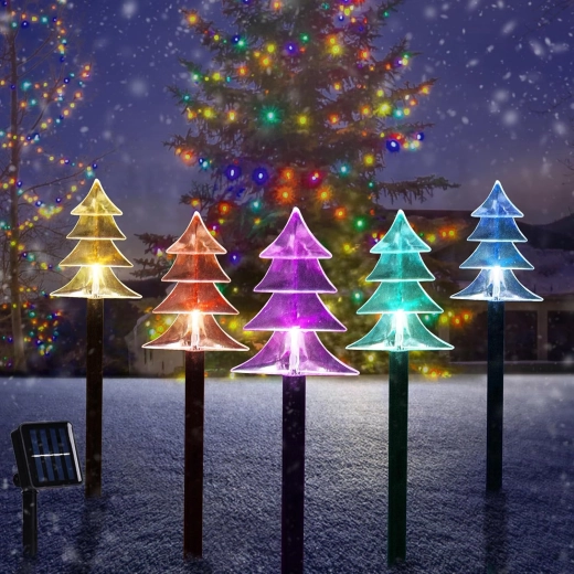 Pincho LED solar con forma de árbol de Navidad - 1 unidad