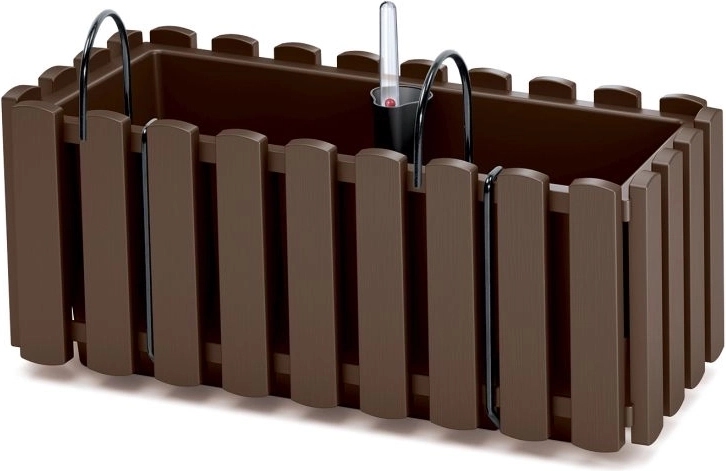 Jardinera colgante con autorriego para barandilla 38 cm marrón
