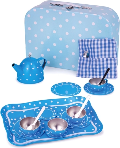 Set de té azul con lunares BIGJIGS TOYS