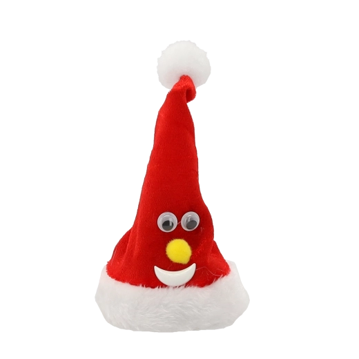 Gorro navideño Santa móvil de 13 cm con sonido
