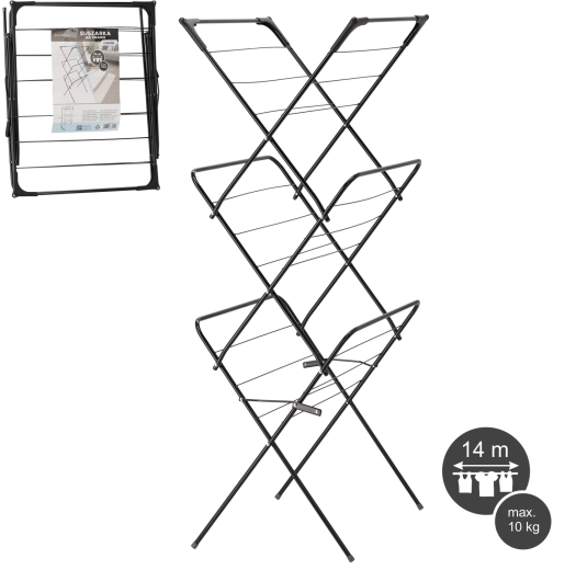 Tendedero plegable Camilla, negro 62 × 51 × 136,5 cm