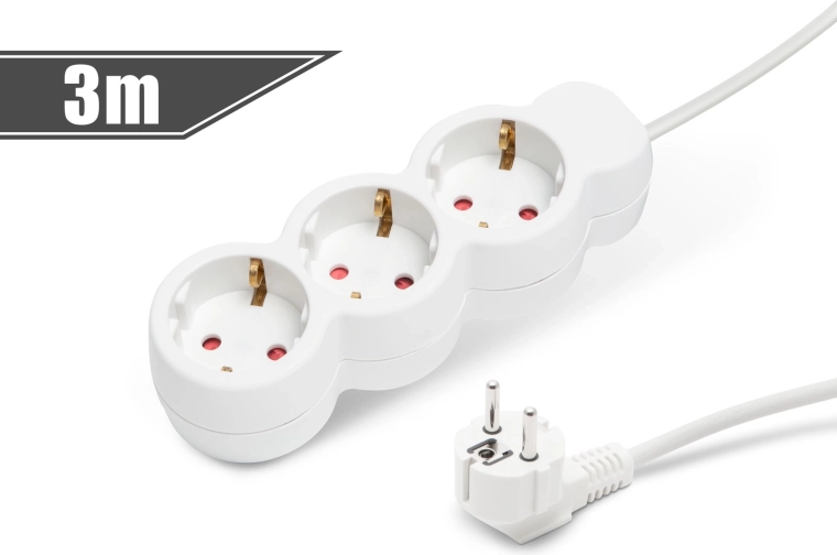Cable alargador con 3 tomas, 3 m